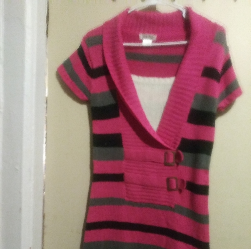 Girl's Pink Kiss Sweater Dress